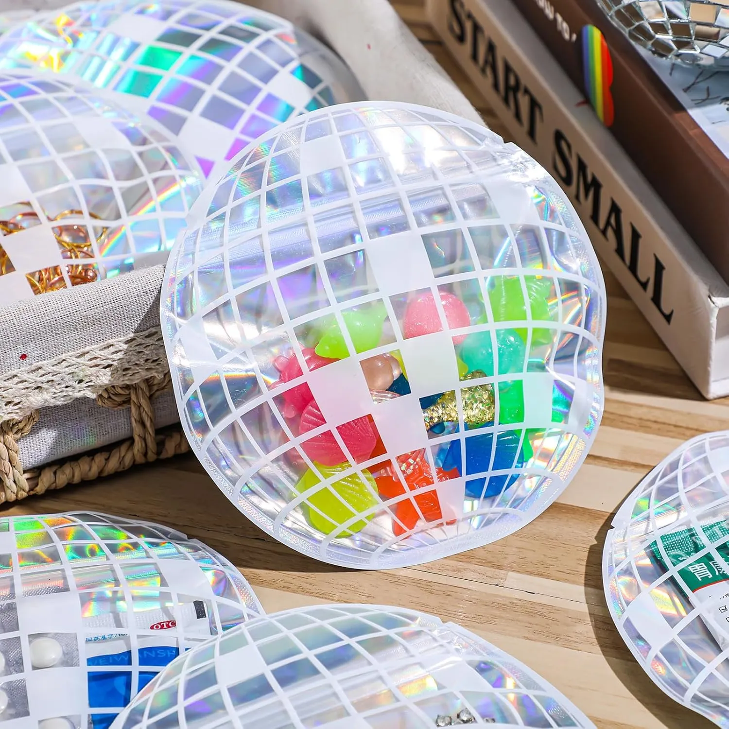 100 Pcs Disco Ball Bag Recovery Kit Bachelorette Party Resealable Bags for Travel Packaging Bachelorette Wedding Party Favors (Disco Ball)
