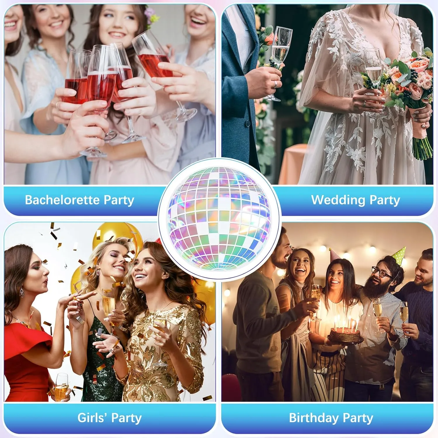 100 Pcs Disco Ball Bag Recovery Kit Bachelorette Party Resealable Bags for Travel Packaging Bachelorette Wedding Party Favors (Disco Ball)