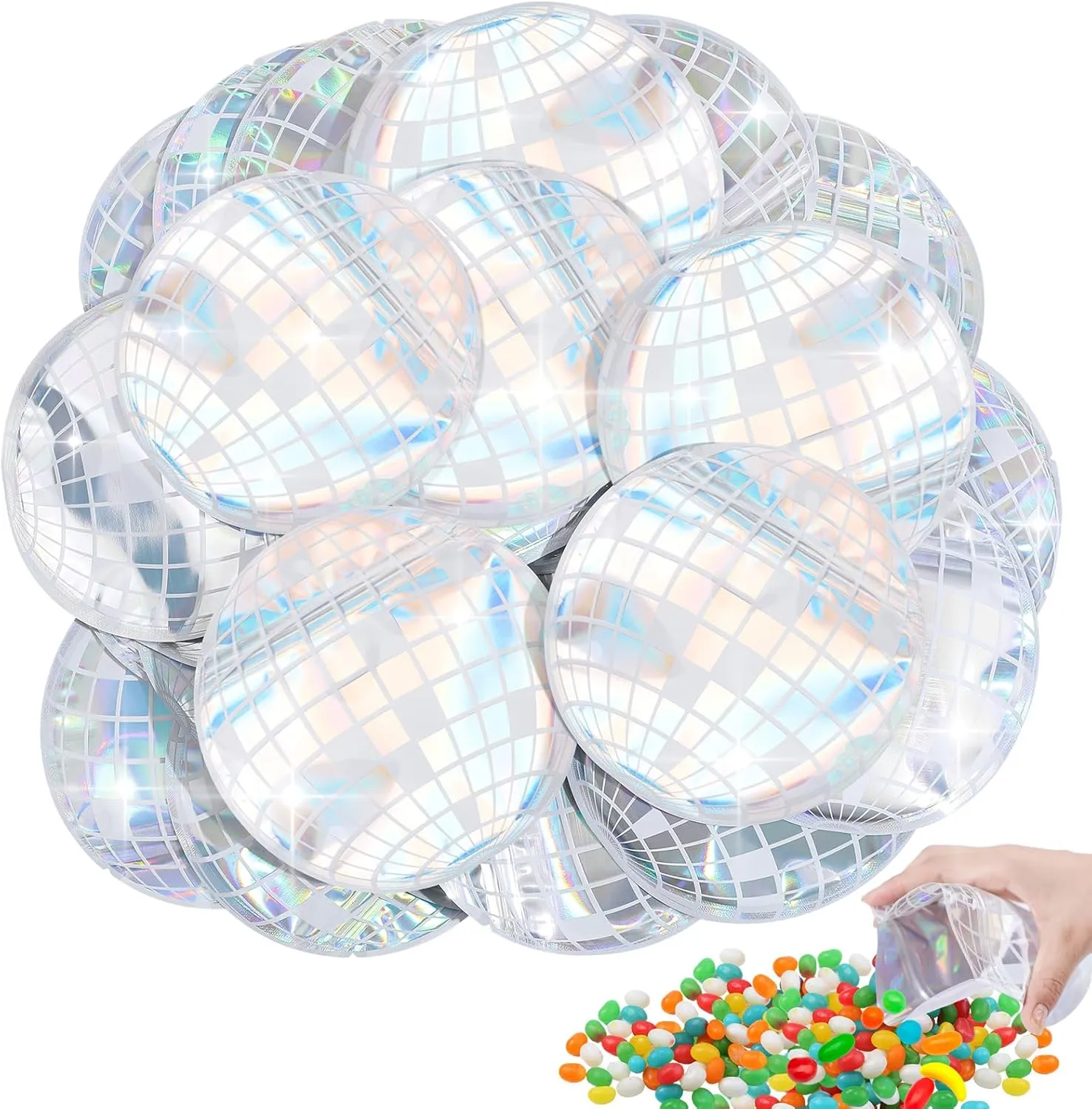 100 Pcs Disco Ball Bag Recovery Kit Bachelorette Party Resealable Bags for Travel Packaging Bachelorette Wedding Party Favors (Disco Ball)