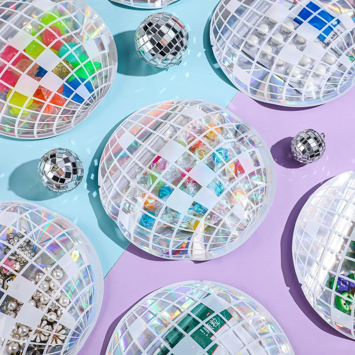 100 Pcs Disco Ball Bag Recovery Kit Bachelorette Party Resealable Bags for Travel Packaging Bachelorette Wedding Party Favors (Disco Ball)