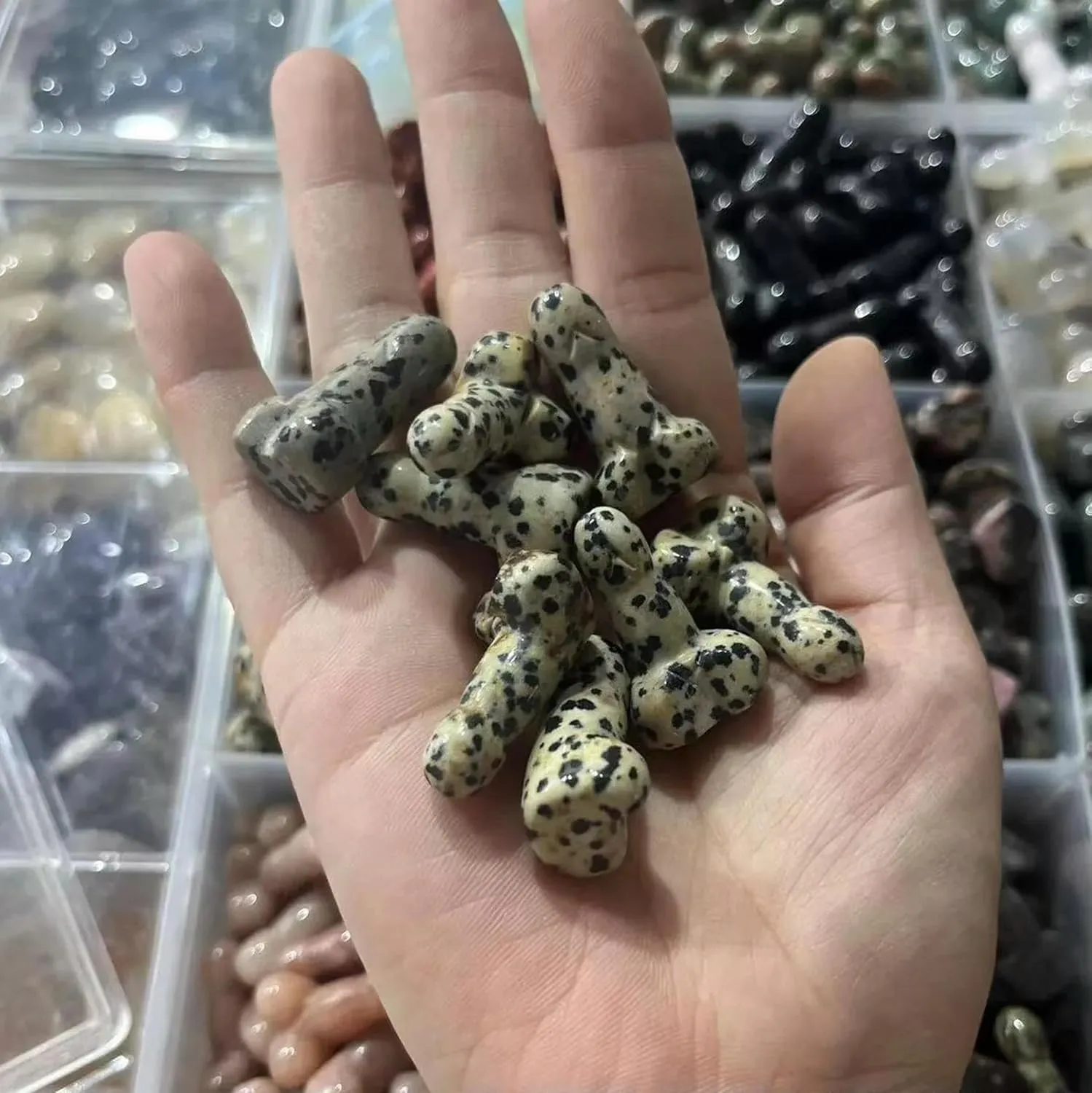 10pcs 1" Carved Penis/Phallus Spotted Stone Penis Teenie Weenie Fertility