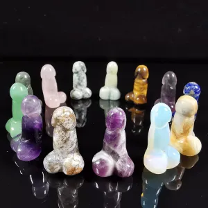 10pcs Crystal Penis, Hand Carved Gemstone Phallus, Teenie Weenie Phallus Fertility Amulet, Bachelorette Gift, Gift for Him