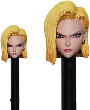 1/12 Scale Female Head Sculpt,Anime Girl Pale Skin Normal Version Head Carved with Plastic Hair for 6inches Action Figure Body Doll