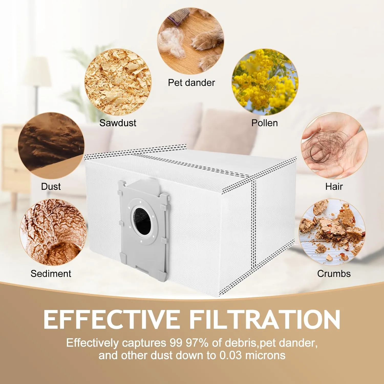12 Pack Dust Bags Compatible With ECOVACS DEEBOT T50 Series,T50 PRO/T50 MAX/X8 PRO OMni,Vacuum Cleaner, Vacuum Replacement Bags, Large Capacity Dirt Disposable Vacuum Bags.