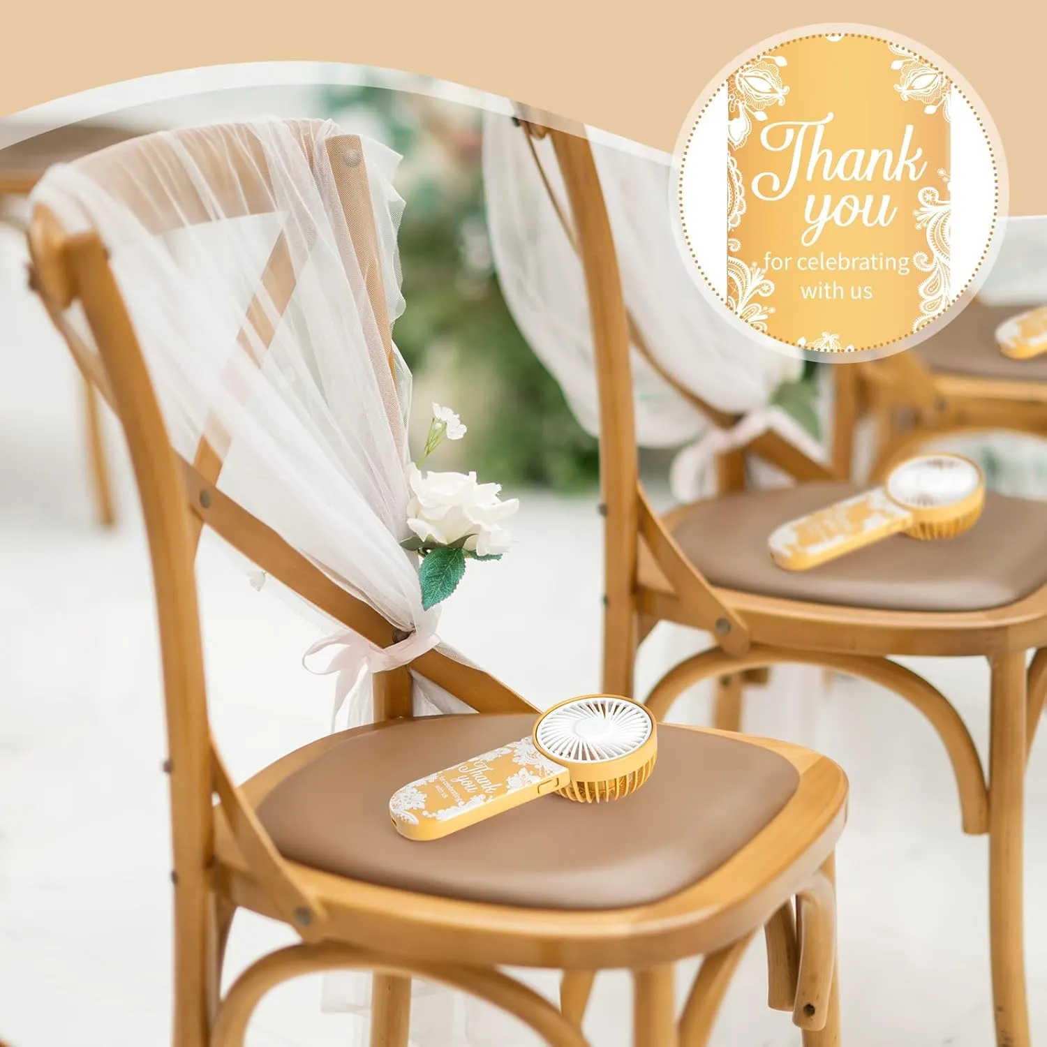 12 Pcs Wedding Favor Small Personal Portable Fan Mini Handheld Fan Bulk Small Fans Cute Fans for Guest Women Men Travel Camping (White Lace)