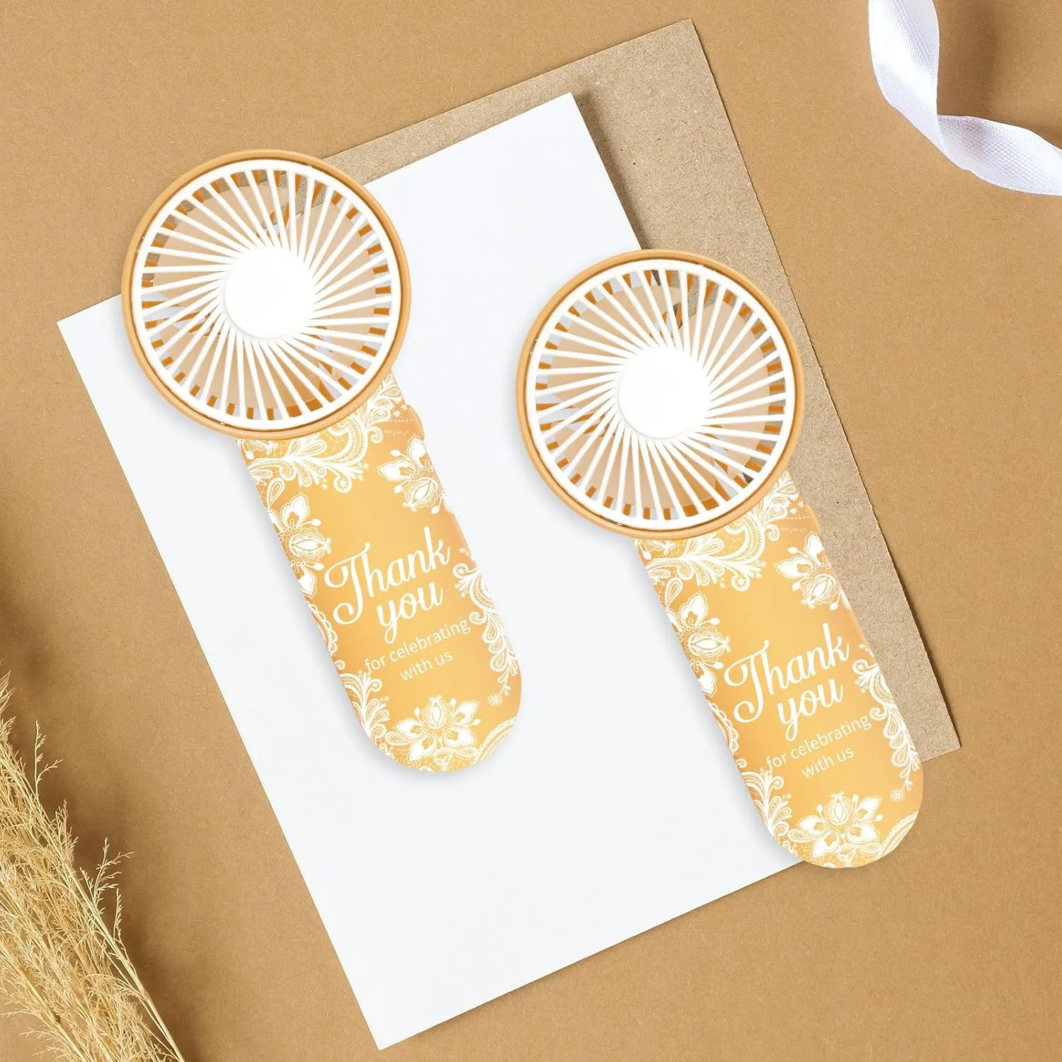 12 Pcs Wedding Favor Small Personal Portable Fan Mini Handheld Fan Bulk Small Fans Cute Fans for Guest Women Men Travel Camping (White Lace)