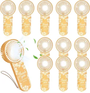 12 Pcs Wedding Favor Small Personal Portable Fan Mini Handheld Fan Bulk Small Fans Cute Fans for Guest Women Men Travel Camping (White Lace)