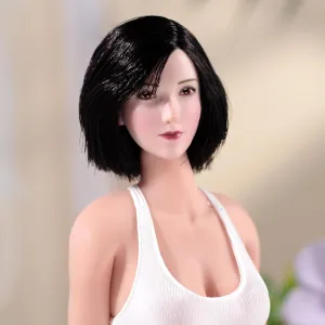 1/6 Scale Female Head Sculpt,12inch Figure Doll Accessories Tifa Short Hair Girl PVC Woman Soldier Head Carving Model Fit 12'' Miniature Action Figure Body