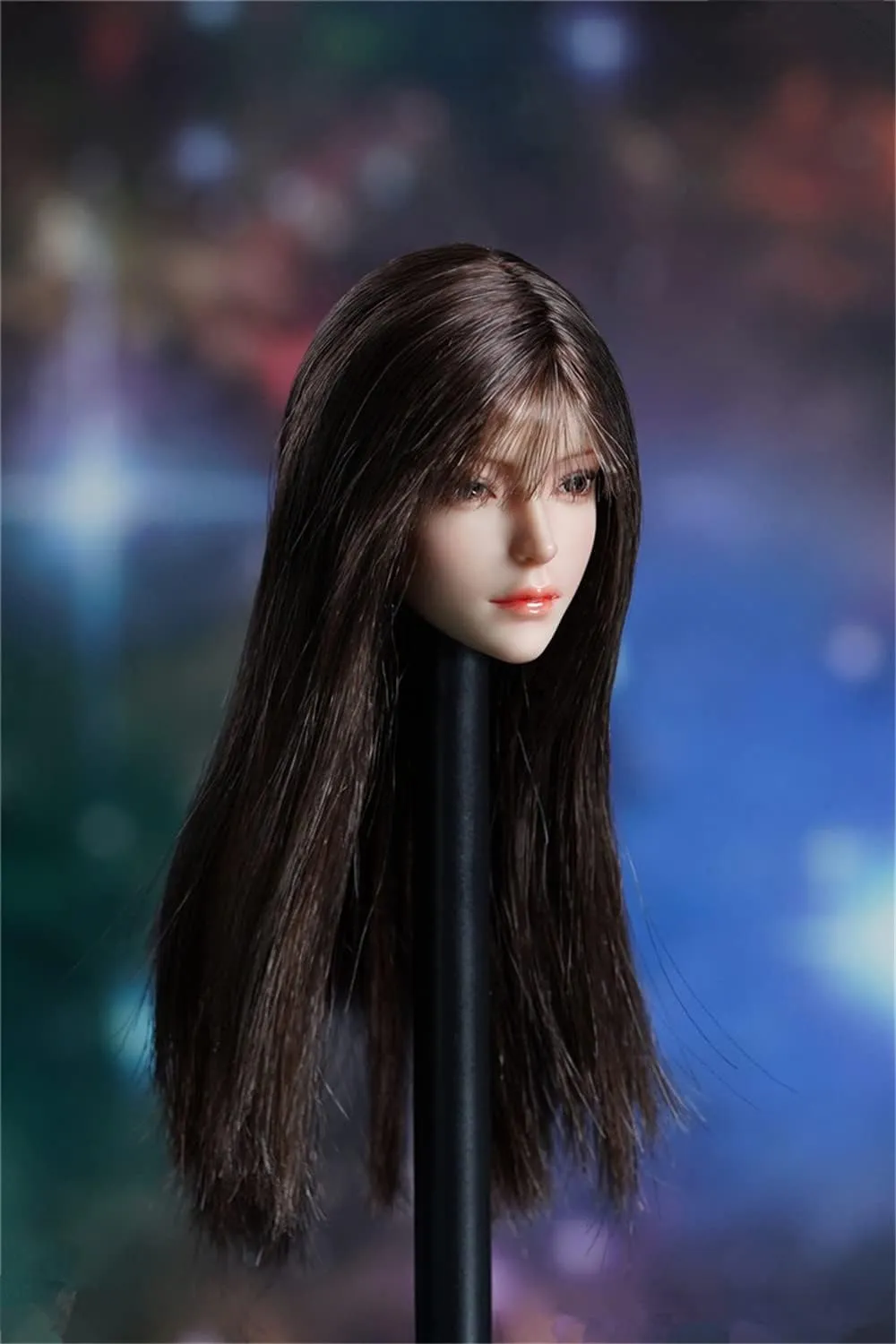 1/6 Scale Female Head Sculpt,Beauty Asian Girl Pale Skin Head Carved for 12inch PH TBL JO Female Action Figure Body (C)