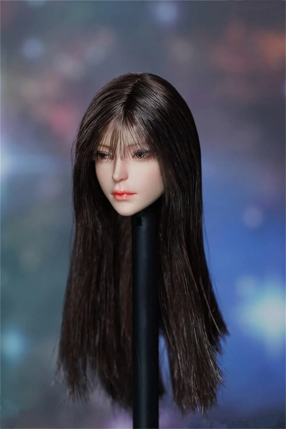 1/6 Scale Female Head Sculpt,Beauty Asian Girl Pale Skin Head Carved for 12inch PH TBL JO Female Action Figure Body (C)