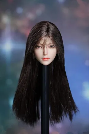 1/6 Scale Female Head Sculpt,Beauty Asian Girl Pale Skin Head Carved for 12inch PH TBL JO Female Action Figure Body (C)