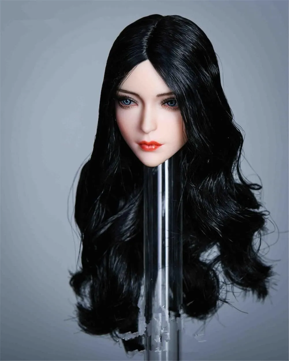 1:6 Scale Girl Makeup Head Sculpt Blue Eyes Fit 12'' Suntan Female PHicen Action Figure Body (A)