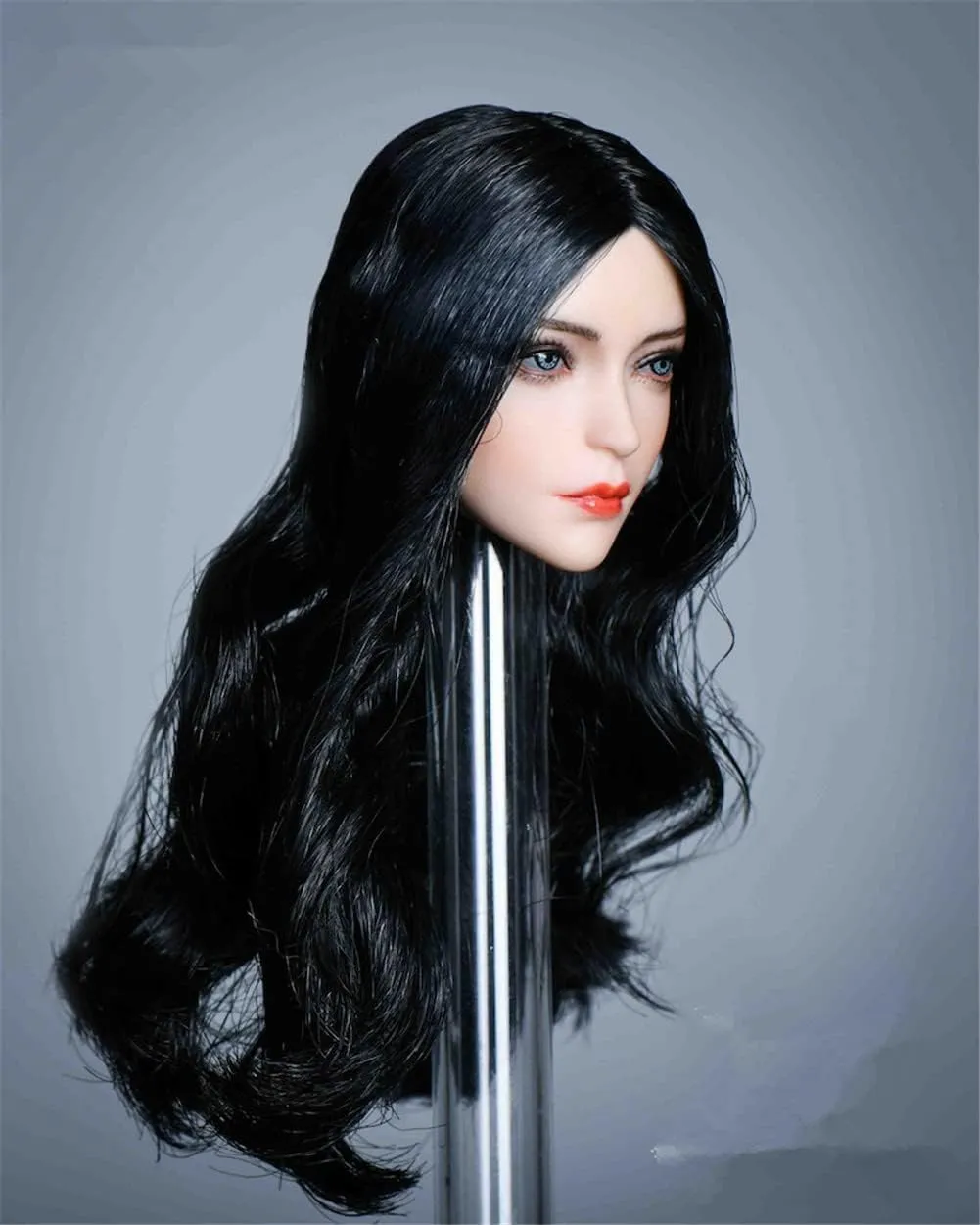1:6 Scale Girl Makeup Head Sculpt Blue Eyes Fit 12'' Suntan Female PHicen Action Figure Body (A)