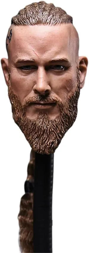 1/6 Scale Male Head Sculpt, Viking Warrior Soldier Head Carved for 12inch Male Action Figure Body Doll Collection