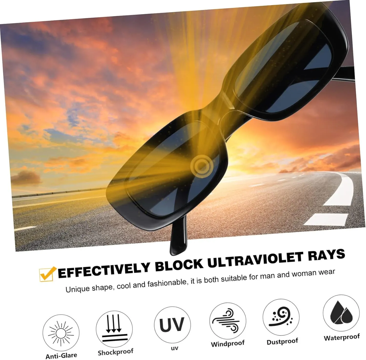1pc Square Frame Sunglasses Lady Gifts Gift for Adults Oversized Glasses Sunglasses Black Oversized