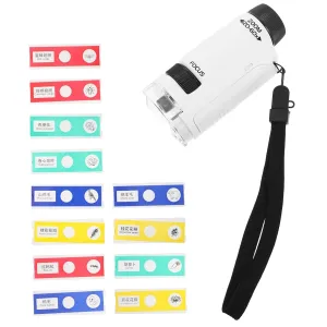 1set Portable Handheld Microscope for Boy Girl Science Exploration Kit with Optical Sliders for Learning Observations of Plant Minerals for