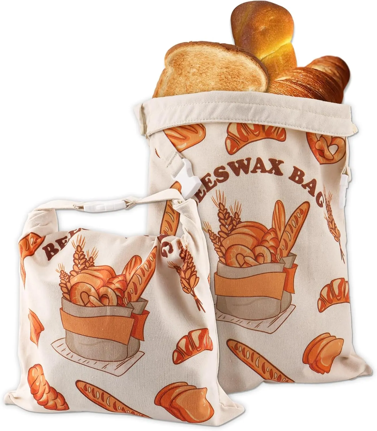 2 Pack Reusable Bread Bags for Homemade Bread-Sourdough Bread Baking Supplies, Linen Beeswax Bags for Food, Sourdough Beeswax Wrap for Bread Fresh Storage, Storage Bags
