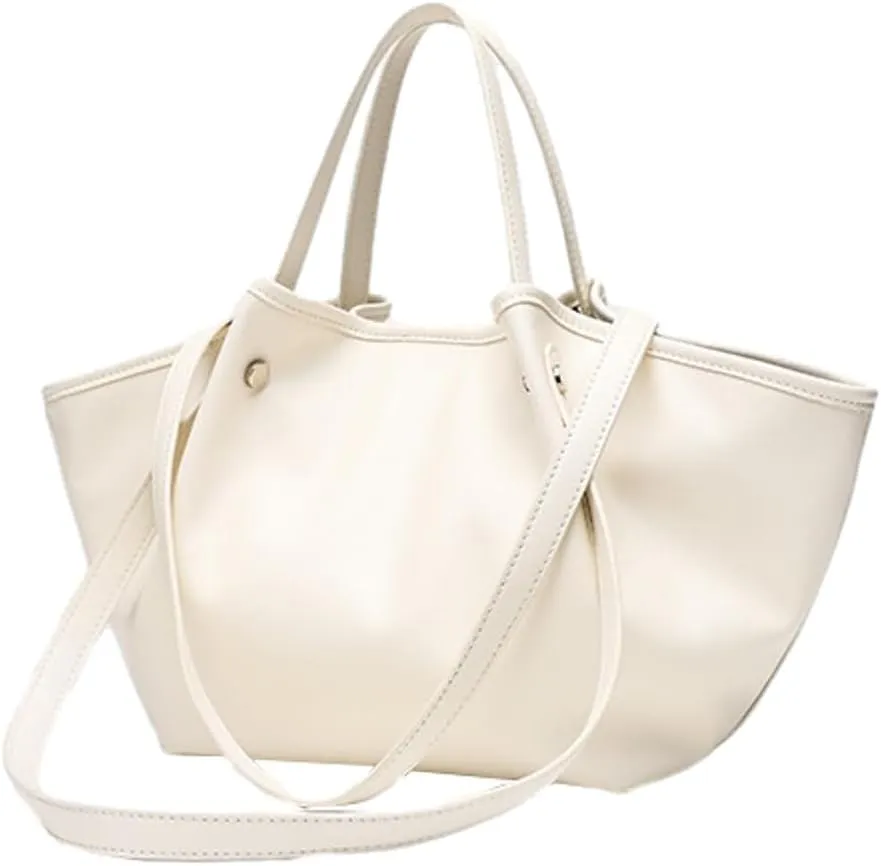 2 Pcs Tote Bag for Women 2025 Trendy Pleated Shoulder Bags PU Leather Work Travel Purses Ladies Top Handle Handbags
