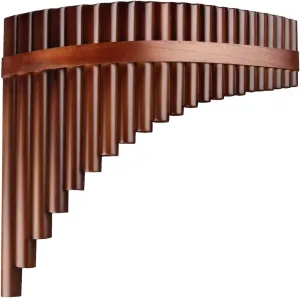 22/25 Pipes G Key Professional Pan Flute Chinese Traditional Musical Instrument Pan Pipes Easy to Learn with Exquisite Brown Pan Pipes Flute and Black Leather Bag (22-Right Hand)