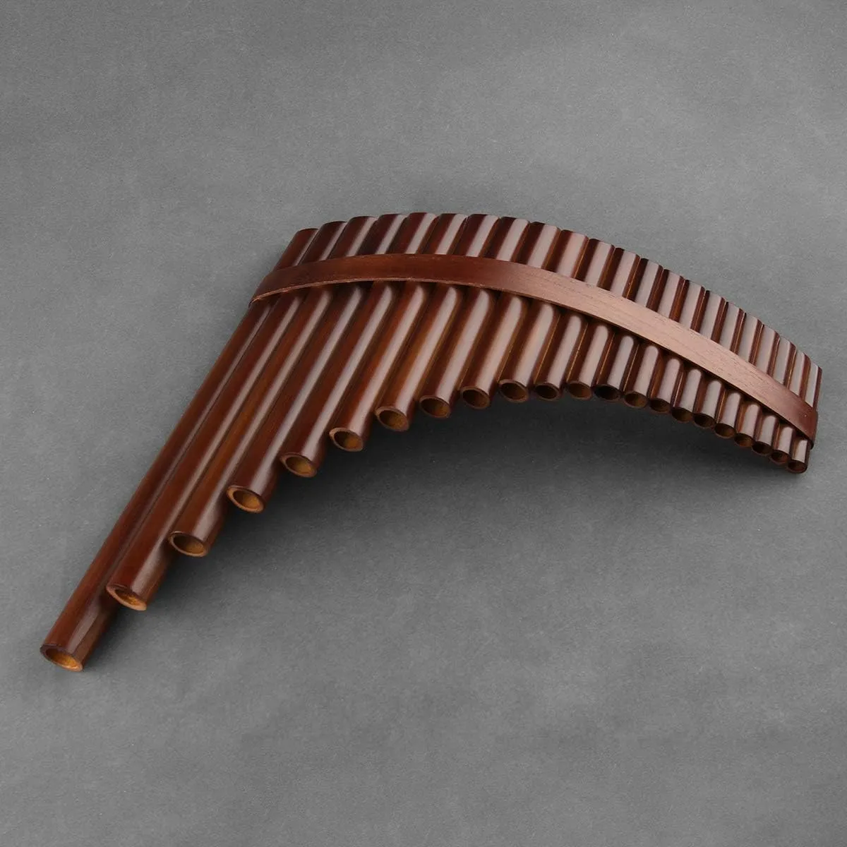 22/25 Pipes G Key Professional Pan Flute Chinese Traditional Musical Instrument Pan Pipes Easy to Learn with Exquisite Brown Pan Pipes Flute and Black Leather Bag (22-Right Hand)