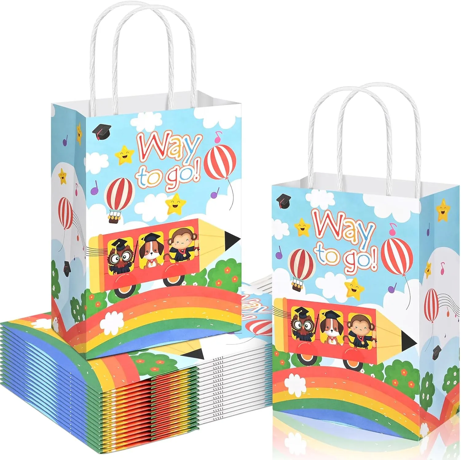 24 Pack Graduation Gift Bags with Handle, Congratulations You Did It Gift Paper Bags for Graduation Supplies (E)