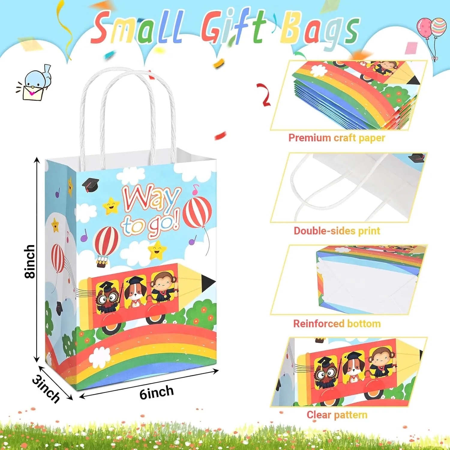 24 Pack Graduation Gift Bags with Handle, Congratulations You Did It Gift Paper Bags for Graduation Supplies (E)