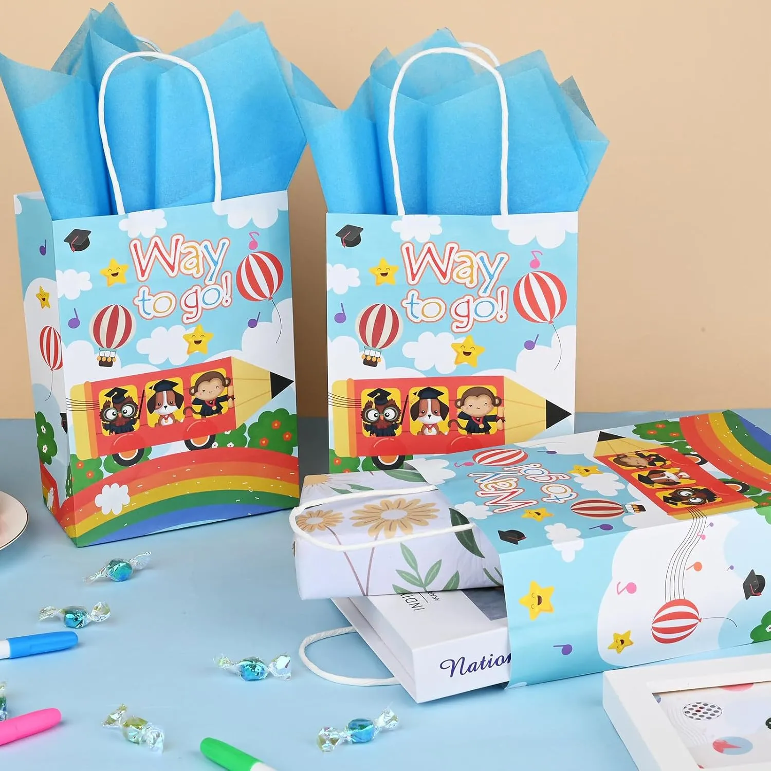 24 Pack Graduation Gift Bags with Handle, Congratulations You Did It Gift Paper Bags for Graduation Supplies (E)