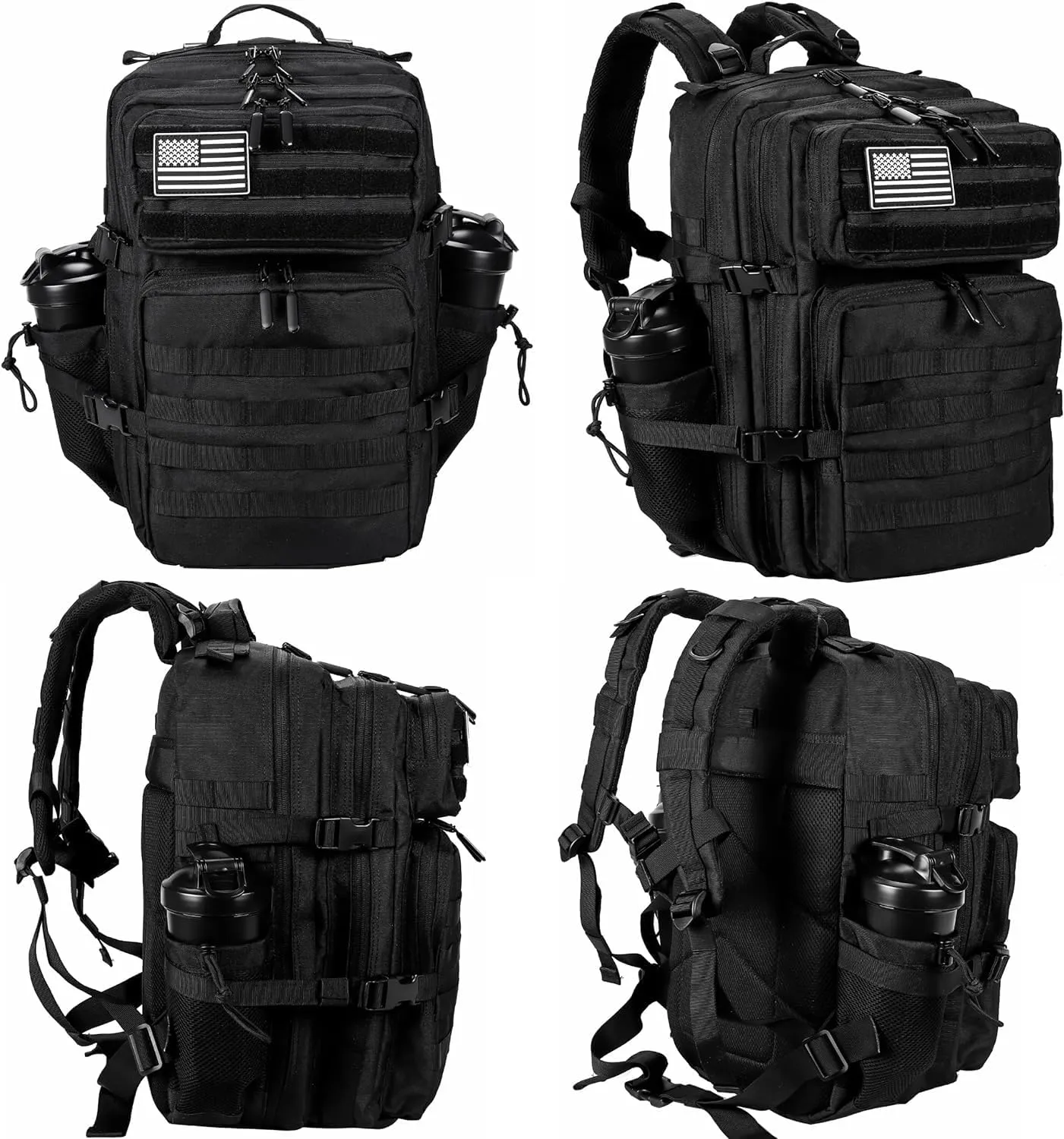 25L Small Tactical Hiking Backpack for Women Training Gym Fitness Bag Outdoor Camping Backpacks Travel Waterproof (Balck)