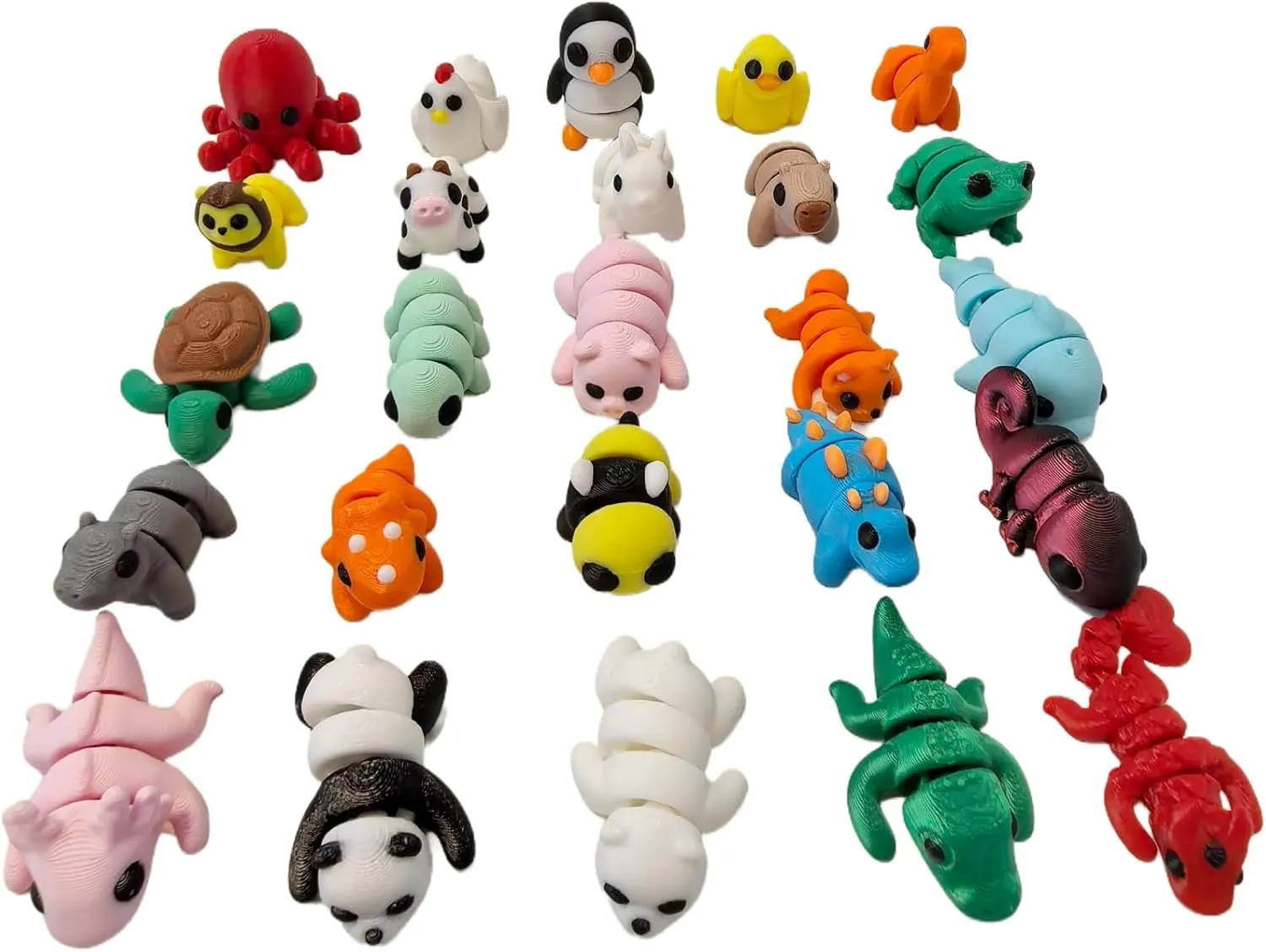 25pcs Mini Animal Farm Set,3D Printed Animals and Flexible Joints Fidget Toy, Fit Mini Toy Desktop Decoration, Also Suit Animal Figurines for Littlest Pet Shop Toys（25PC）