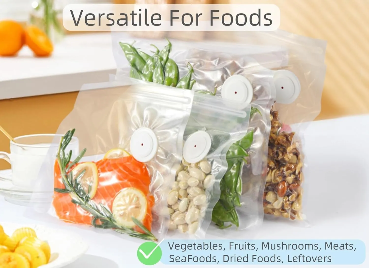 30 Upgraded Reusable Vacuum Sealer Bags(20p 8"X8", 10p 10"X11")   2 Clips, 1 Year Airtight, For Food Preservation and Storage, Sous Vide Cooking, BPA Free, Reinforced, 7.5mil Thick (No Pumper)