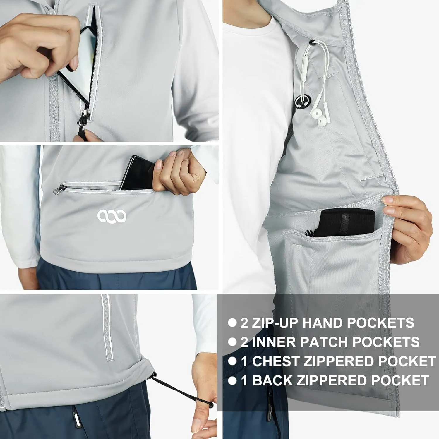 33,000ft Men's Windproof Lightweight Golf Vest Outerwear with Pockets, Softshell Sleeveless Jacket for Running Hiking Sports
