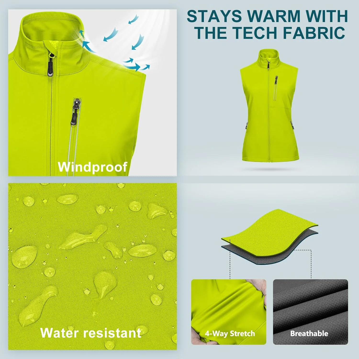 33,000ft Women's Lightweight Running Vest Outerwear with Pockets, Windproof Sleeveless Jacket for Golf Hiking Travel