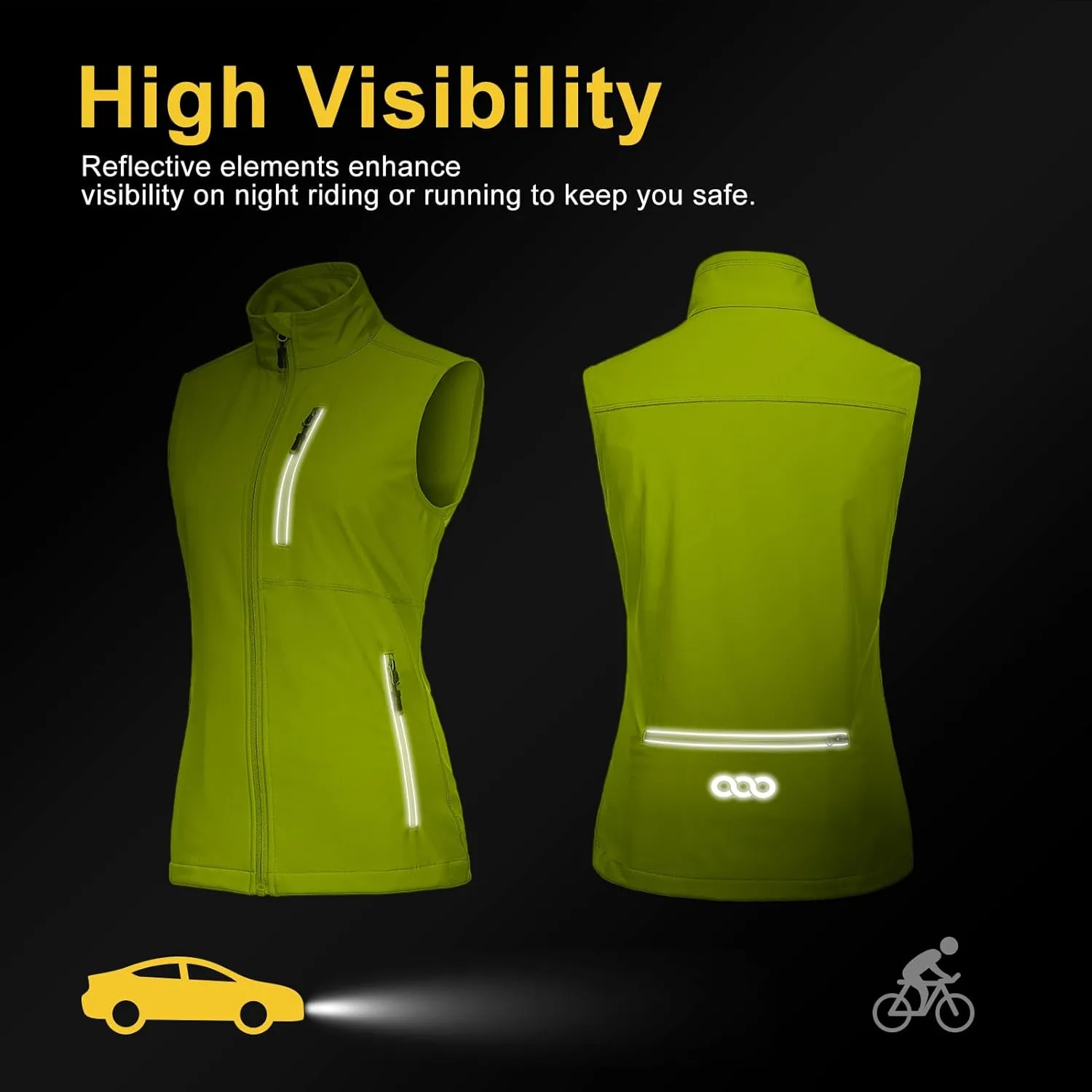 33,000ft Women's Lightweight Running Vest Outerwear with Pockets, Windproof Sleeveless Jacket for Golf Hiking Travel