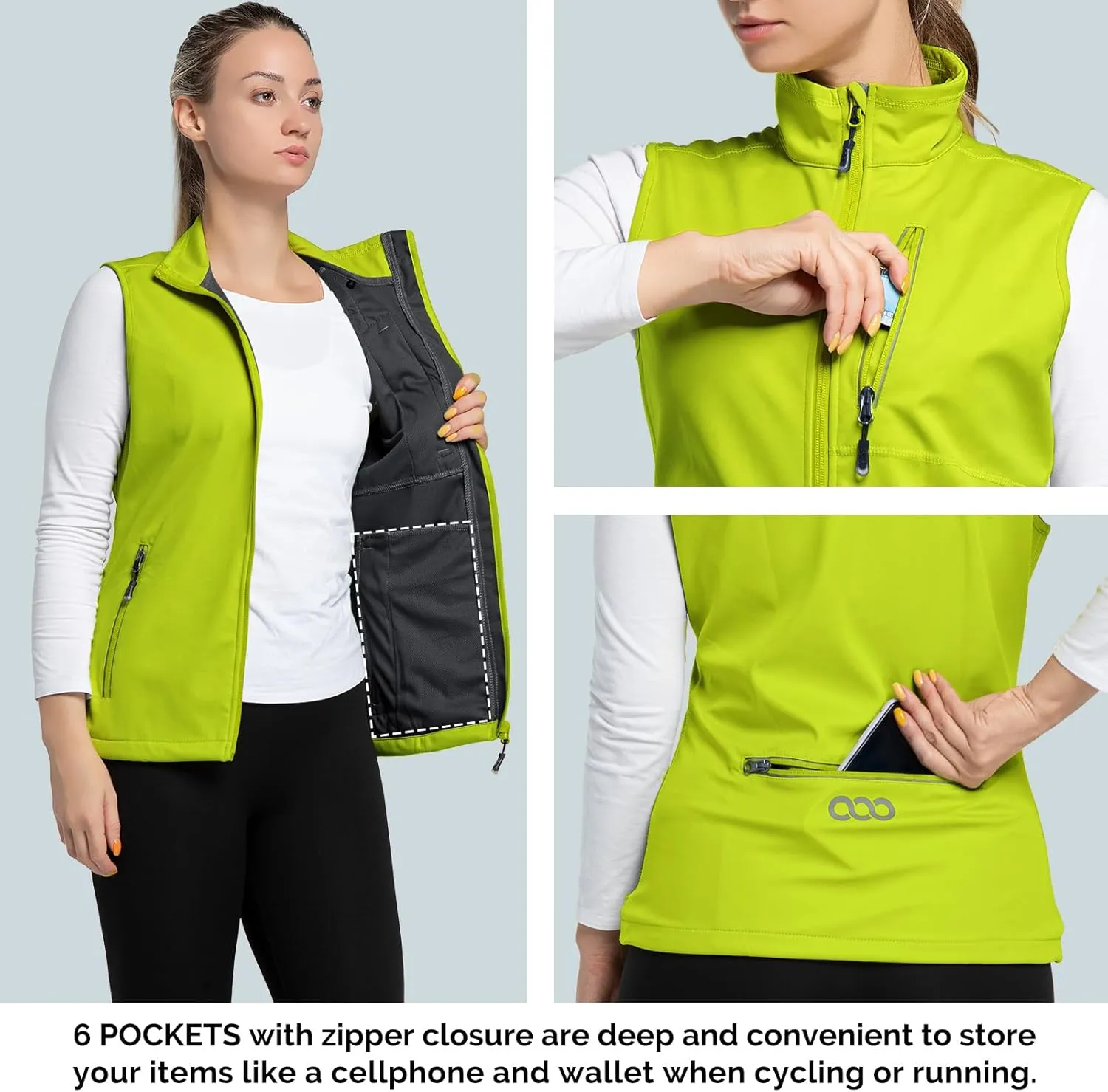 33,000ft Women's Lightweight Running Vest Outerwear with Pockets, Windproof Sleeveless Jacket for Golf Hiking Travel