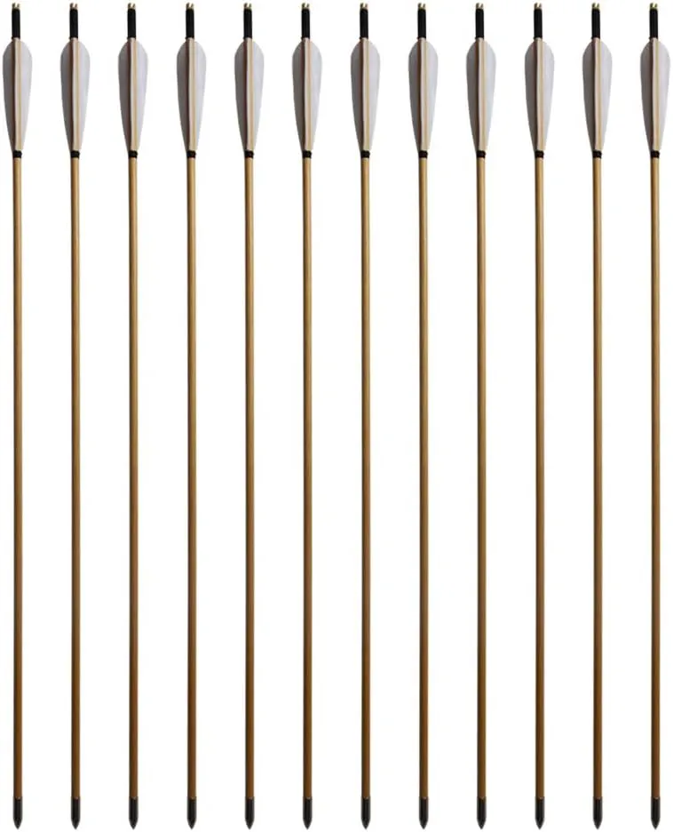 33inch Wooden Arrows Handmade Archery Target Arrows with Field Points for Recurve Bow Longbow Hunting Practice with Turkey Feather Fletching 12PACK