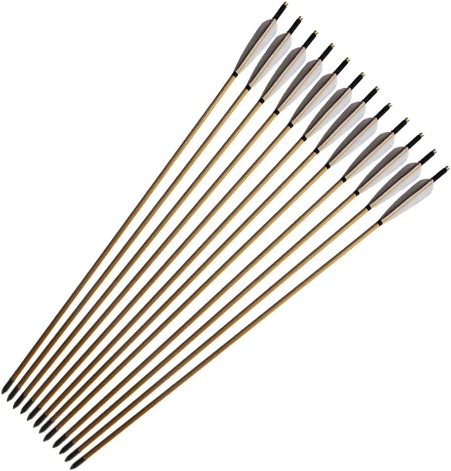 33inch Wooden Arrows Handmade Archery Target Arrows with Field Points for Recurve Bow Longbow Hunting Practice with Turkey Feather Fletching 12PACK