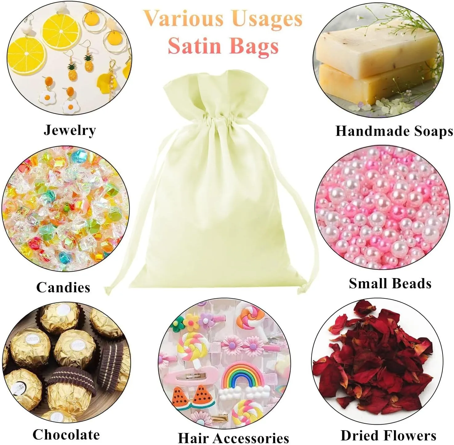 35 Pieces 5x7 Inches Beige Satin Gift Bags - Baby Shower Bags - Wedding Favour Bags - Fabric Drawstring Pouch - Jewelry Drawstring Pouches Party Supplies Christmas Party Wedding Favors