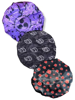 3pcs Silky Design Bonnet with Elastic Soft Band Adjustable Women and Men, Comfortable Satin Fabric (Naru2 Tri)