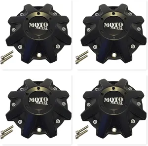 4 Pack Moto Metal 970 479L214 BP-479-MOTO Satin Black Wheel Center Cap HT 005-019