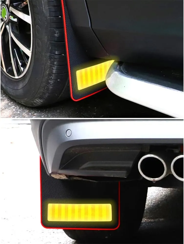 4 Pcs Car Mud Car Mud Flaps Reflective Soft Rubber Splash Guards Flaps Reflective Soft Rubber Car Safety Warning Reflective Mud Flaps No Collision for Universal Vehicle Modified (Yellow)