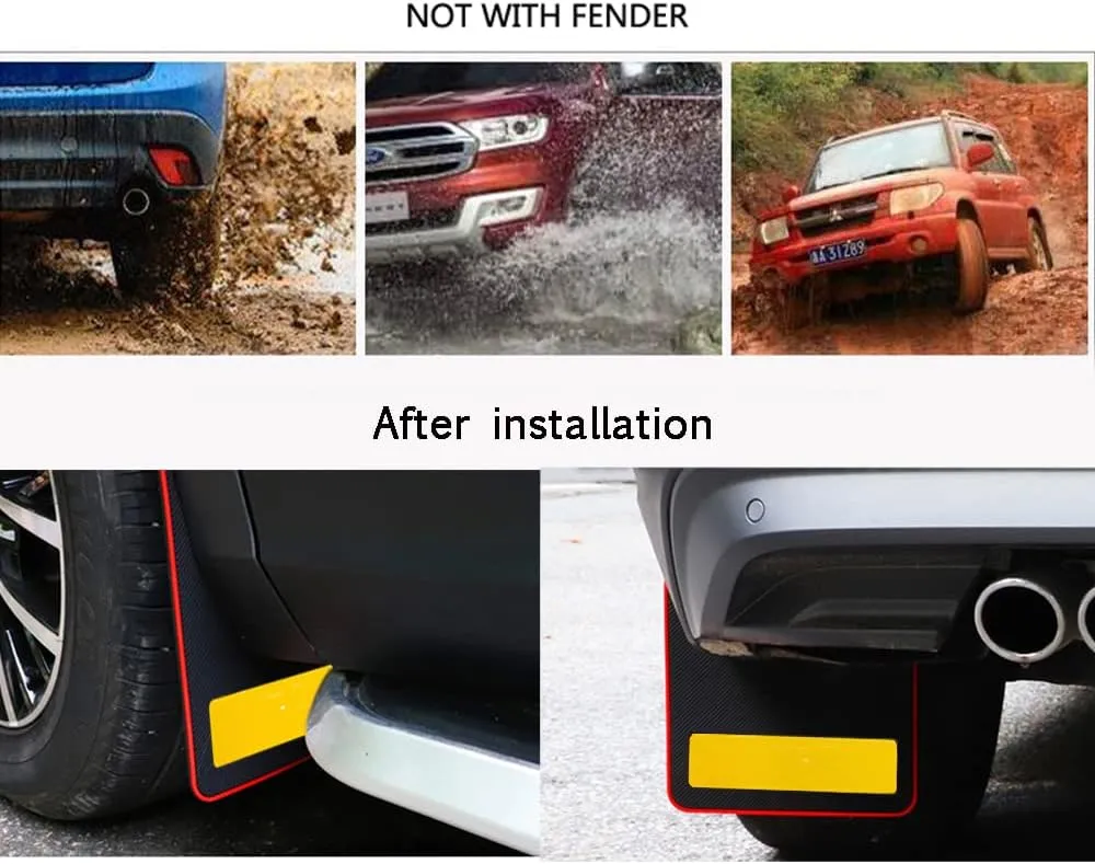 4 Pcs Car Mud Car Mud Flaps Reflective Soft Rubber Splash Guards Flaps Reflective Soft Rubber Car Safety Warning Reflective Mud Flaps No Collision for Universal Vehicle Modified (Yellow)