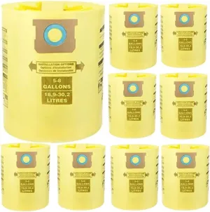 8 Pack Vacuum Bags Compatible with shop vac 5-8 gallon Dust Collection Bag Type H Double layer Replace Part #90671 9067100 90661 906-61 9066100