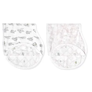 aden   anais Silky Soft Bamboo Viscose Burpy Bib – Multi-Use, Absorbent 4-Layer Burp Cloth and Full-Coverage Snap-Closure Baby Bib in One, 22.5” X 11”, 2-Pack, French Floral