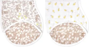 aden   anais Silky Soft Bamboo Viscose Burpy Bib – Multi-Use, Absorbent 4-Layer Burp Cloth and Full-Coverage Snap-Closure Baby Bib in One, 22.5” X 11”, 2-Pack, Natural Woodland