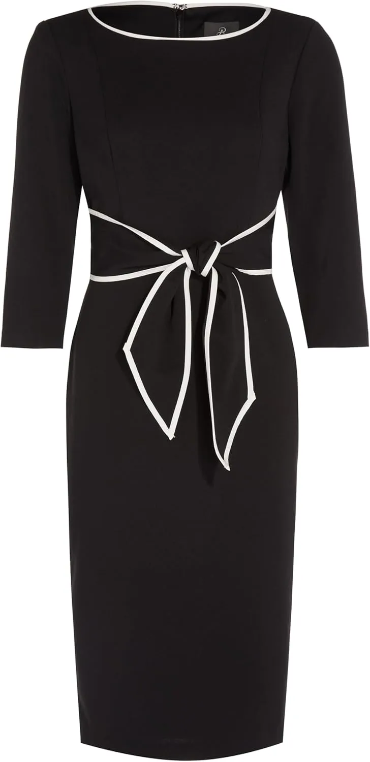 Adrianna Papell Women's Tipped Crepe Tie Dress