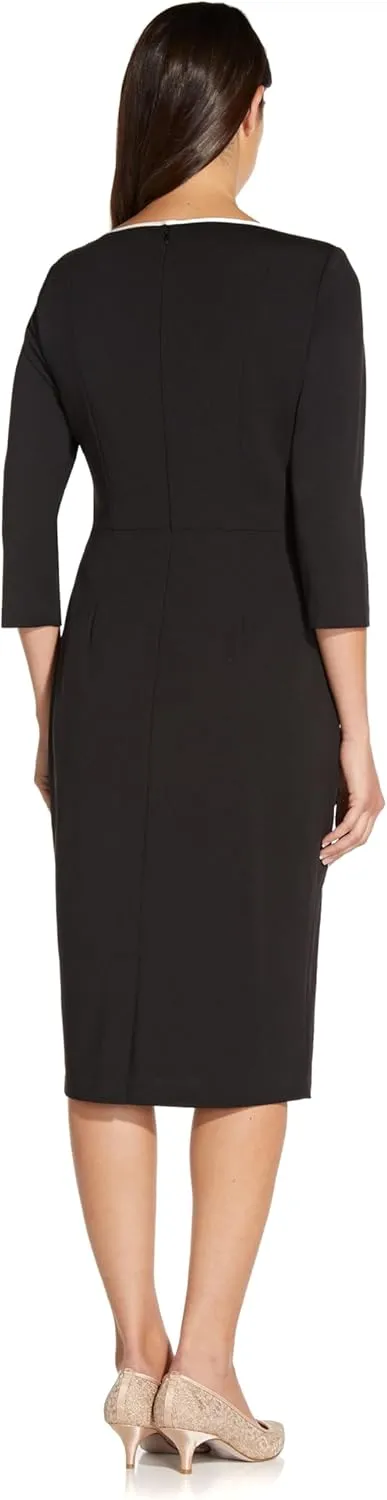 Adrianna Papell Women's Tipped Crepe Tie Dress