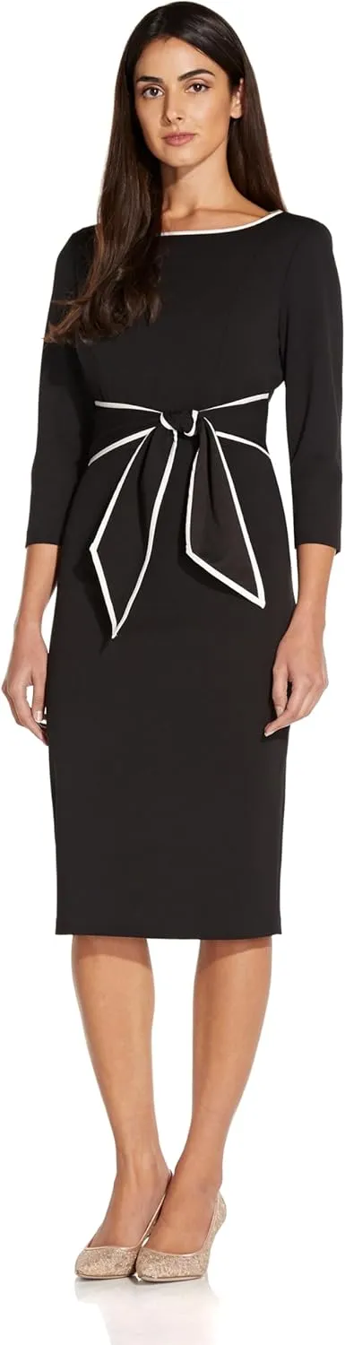 Adrianna Papell Women's Tipped Crepe Tie Dress