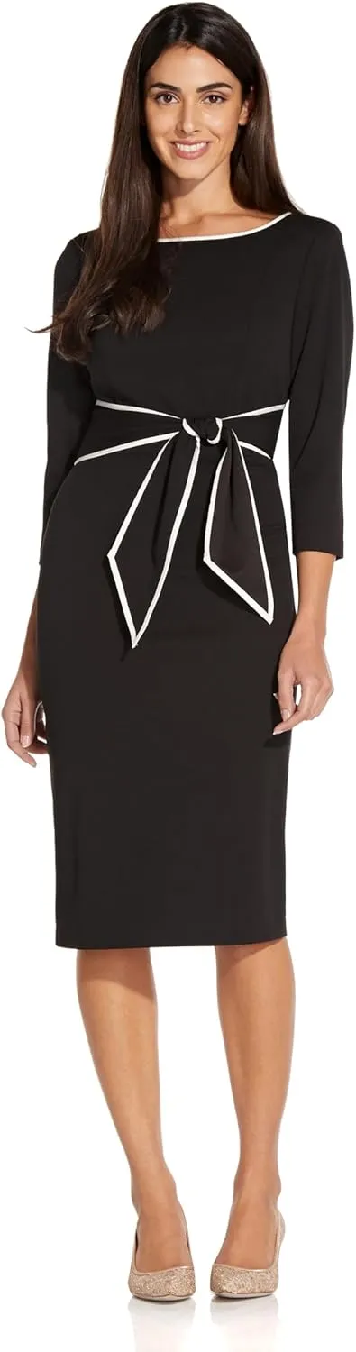Adrianna Papell Women's Tipped Crepe Tie Dress