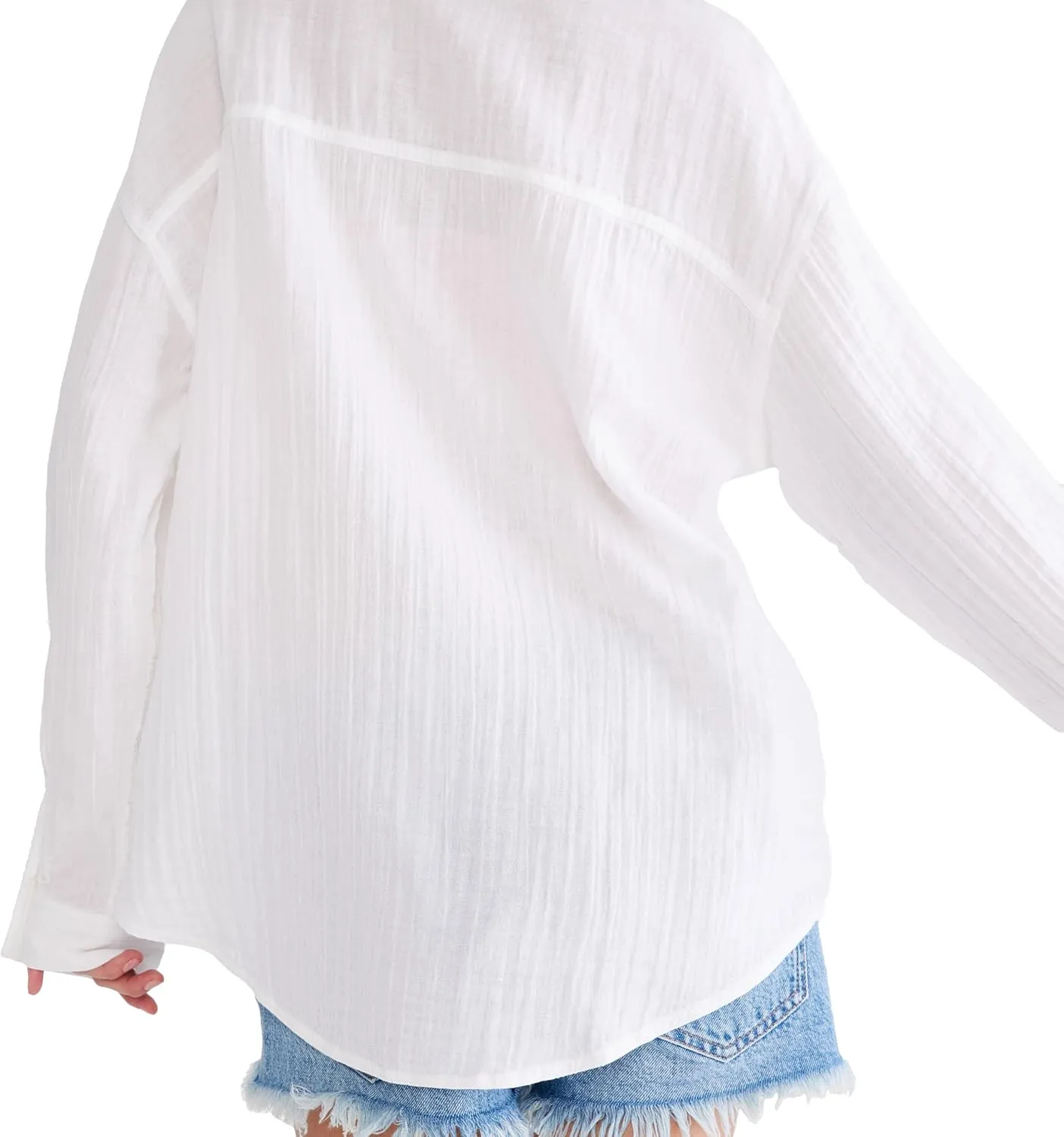 AEROPOSTALE Women's Long Sleeve Gauzy Oversized Shirt