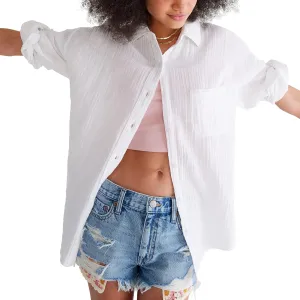 AEROPOSTALE Women's Long Sleeve Gauzy Oversized Shirt